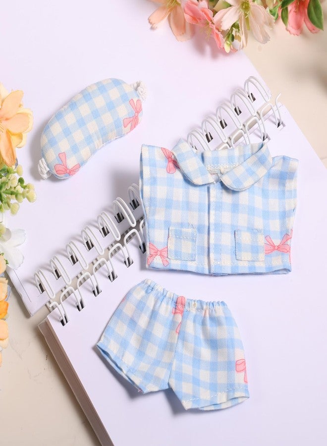 Penitue 6.7 Inch Doll Outfit Clothes Set, Bowknot Doll Pajama with Eye Mask Cute Soft Toy Accessories for Collectors Enthusiasts Decoration & Display(Blue) - Image 4